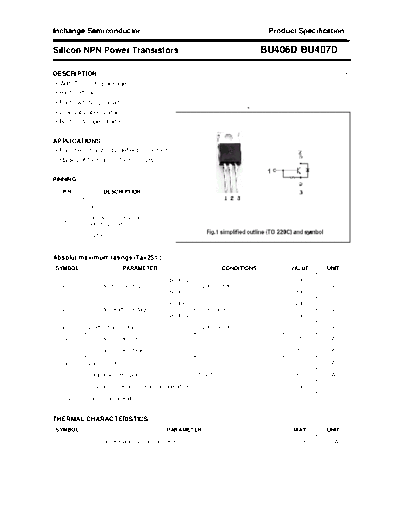 Inchange Semiconductor bu406dbu407d  . Electronic Components Datasheets Active components Transistors Inchange Semiconductor bu406dbu407d.pdf