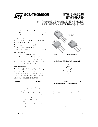 ST sth15na50  . Electronic Components Datasheets Active components Transistors ST sth15na50.pdf