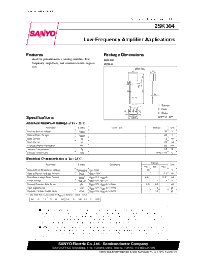 Sanyo 2sk304  . Electronic Components Datasheets Active components Transistors Sanyo 2sk304.pdf