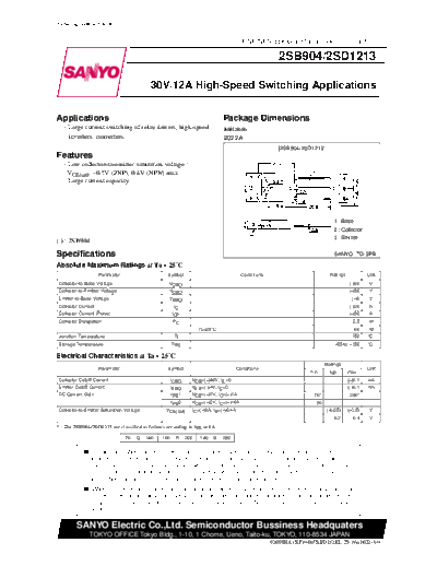 Sanyo 2sd1213  . Electronic Components Datasheets Active components Transistors Sanyo 2sd1213.pdf