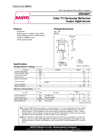 Sanyo 2sd2627  . Electronic Components Datasheets Active components Transistors Sanyo 2sd2627.pdf