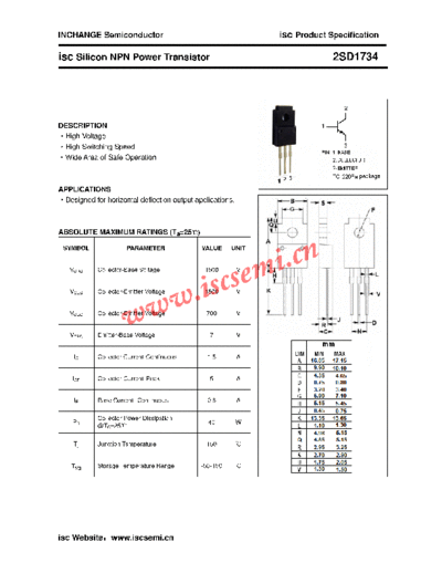 Inchange Semiconductor 2sd1734  . Electronic Components Datasheets Active components Transistors Inchange Semiconductor 2sd1734.pdf