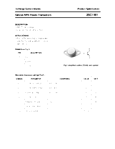 Inchange Semiconductor 2sc1161  . Electronic Components Datasheets Active components Transistors Inchange Semiconductor 2sc1161.pdf