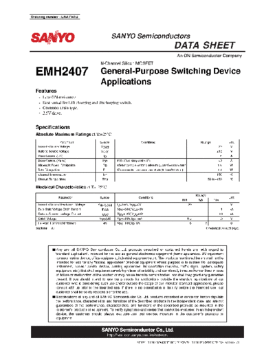Sanyo emh2407  . Electronic Components Datasheets Active components Transistors Sanyo emh2407.pdf