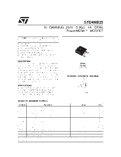 ST std4nb25  . Electronic Components Datasheets Active components Transistors ST std4nb25.pdf