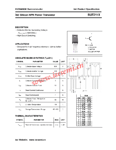 Inchange Semiconductor but211x  . Electronic Components Datasheets Active components Transistors Inchange Semiconductor but211x.pdf