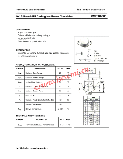 Inchange Semiconductor pmd10k60  . Electronic Components Datasheets Active components Transistors Inchange Semiconductor pmd10k60.pdf