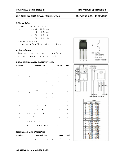 Inchange Semiconductor mje4350 4351 4352 4353  . Electronic Components Datasheets Active components Transistors Inchange Semiconductor mje4350_4351_4352_4353.pdf