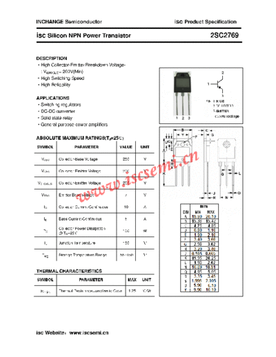 Inchange Semiconductor 2sc2769  . Electronic Components Datasheets Active components Transistors Inchange Semiconductor 2sc2769.pdf