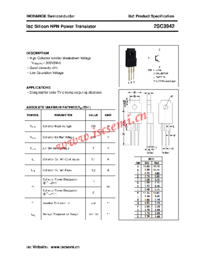 Inchange Semiconductor 2sc3942  . Electronic Components Datasheets Active components Transistors Inchange Semiconductor 2sc3942.pdf