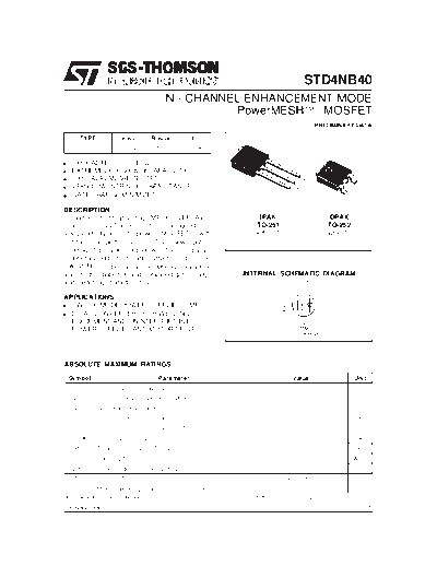 ST std4nb40  . Electronic Components Datasheets Active components Transistors ST std4nb40.pdf