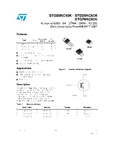 ST gb8nc60k  gd8nc60k  gp8nc60k  . Electronic Components Datasheets Active components Transistors ST stgb8nc60k_stgd8nc60k_stgp8nc60k.pdf