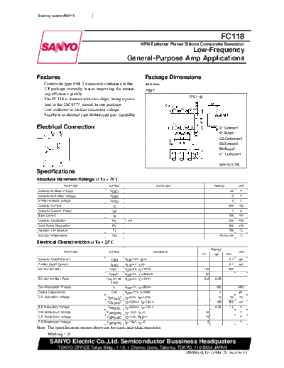 Sanyo fc118  . Electronic Components Datasheets Active components Transistors Sanyo fc118.pdf