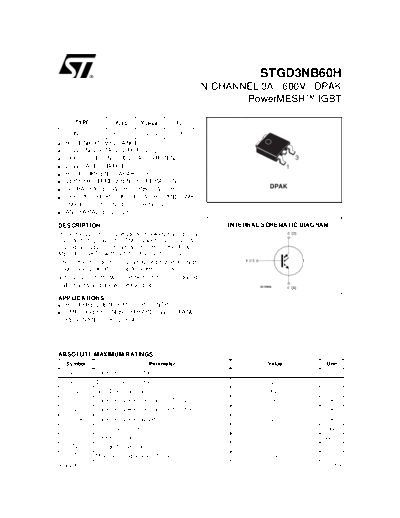 ST stgd3nb60h  . Electronic Components Datasheets Active components Transistors ST stgd3nb60h.pdf