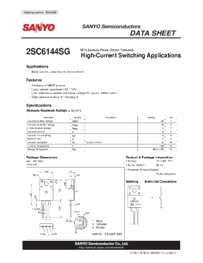 Sanyo 2sc6144sg  . Electronic Components Datasheets Active components Transistors Sanyo 2sc6144sg.pdf