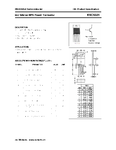 Inchange Semiconductor ksc5321  . Electronic Components Datasheets Active components Transistors Inchange Semiconductor ksc5321.pdf