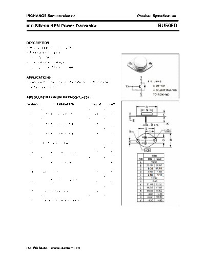 Inchange Semiconductor bu608d  . Electronic Components Datasheets Active components Transistors Inchange Semiconductor bu608d.pdf