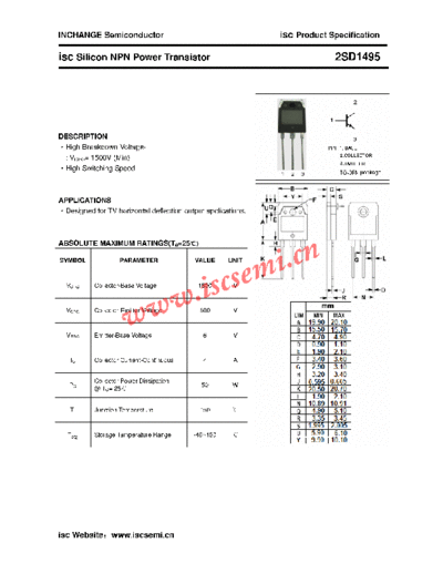 Inchange Semiconductor 2sd1495  . Electronic Components Datasheets Active components Transistors Inchange Semiconductor 2sd1495.pdf