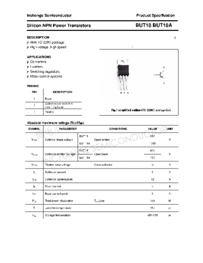 Inchange Semiconductor but18 but18a  . Electronic Components Datasheets Active components Transistors Inchange Semiconductor but18_but18a.pdf