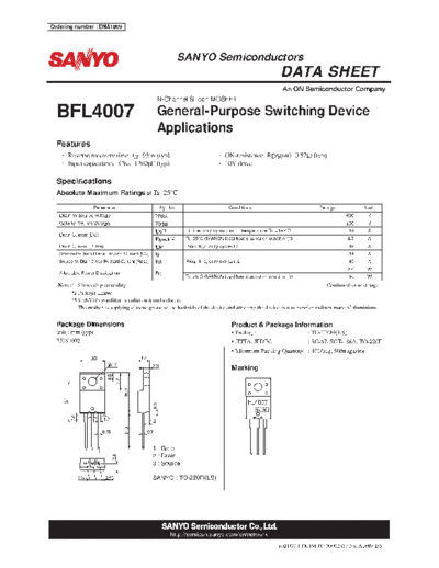 Sanyo blf4007  . Electronic Components Datasheets Active components Transistors Sanyo blf4007.pdf