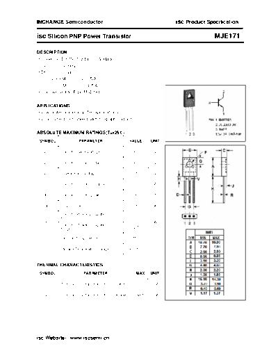 Inchange Semiconductor mje171  . Electronic Components Datasheets Active components Transistors Inchange Semiconductor mje171.pdf