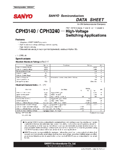 Sanyo cph3140 cph3240  . Electronic Components Datasheets Active components Transistors Sanyo cph3140_cph3240.pdf