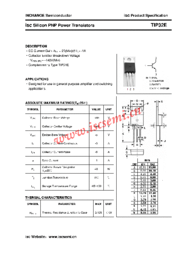 Inchange Semiconductor tip32e  . Electronic Components Datasheets Active components Transistors Inchange Semiconductor tip32e.pdf