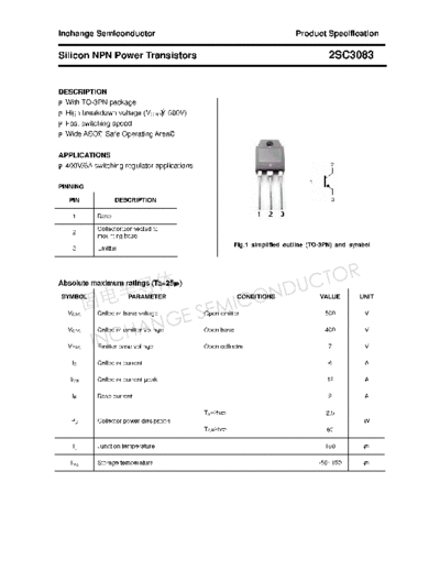 Inchange Semiconductor 2sc3083  . Electronic Components Datasheets Active components Transistors Inchange Semiconductor 2sc3083.pdf