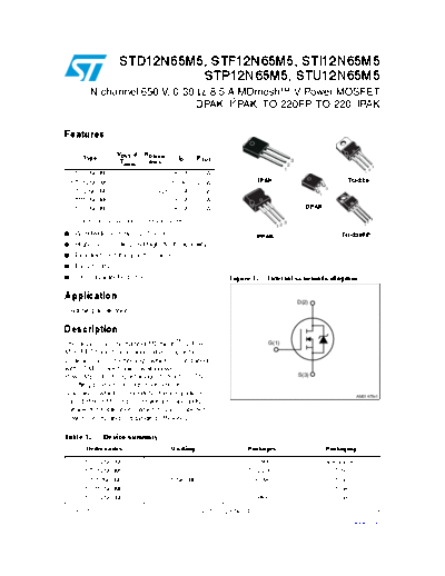 ST d12n65m5  f12n65m5  i12n65m5  p12n65m5  u12n65m5  . Electronic Components Datasheets Active components Transistors ST std12n65m5_stf12n65m5_sti12n65m5_stp12n65m5_stu12n65m5.pdf