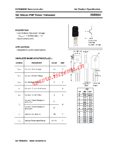 Inchange Semiconductor 2sb954  . Electronic Components Datasheets Active components Transistors Inchange Semiconductor 2sb954.pdf