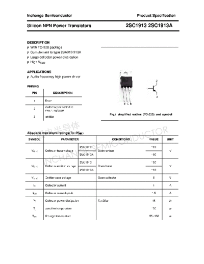 Inchange Semiconductor 2sc1913 2sc1913a  . Electronic Components Datasheets Active components Transistors Inchange Semiconductor 2sc1913_2sc1913a.pdf