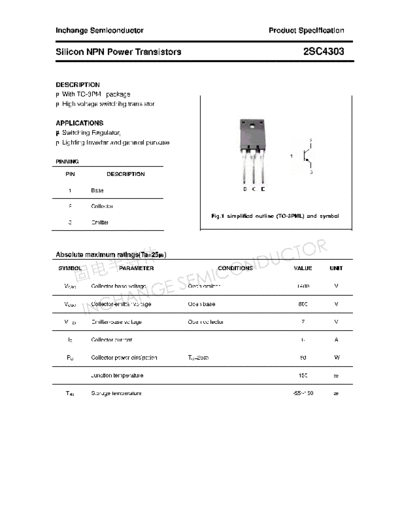 Inchange Semiconductor 2sc4303  . Electronic Components Datasheets Active components Transistors Inchange Semiconductor 2sc4303.pdf