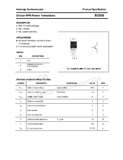 Inchange Semiconductor bu506  . Electronic Components Datasheets Active components Transistors Inchange Semiconductor bu506.pdf