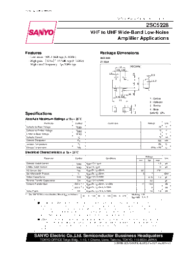 Sanyo 2sc5228  . Electronic Components Datasheets Active components Transistors Sanyo 2sc5228.pdf