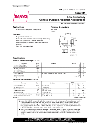 Sanyo 15c01m  . Electronic Components Datasheets Active components Transistors Sanyo 15c01m.pdf