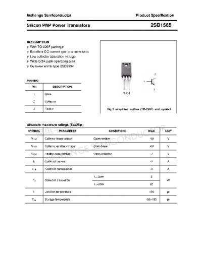 Inchange Semiconductor 2sb1565  . Electronic Components Datasheets Active components Transistors Inchange Semiconductor 2sb1565.pdf