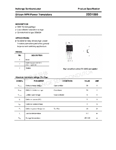 Inchange Semiconductor 2sd1060  . Electronic Components Datasheets Active components Transistors Inchange Semiconductor 2sd1060.pdf