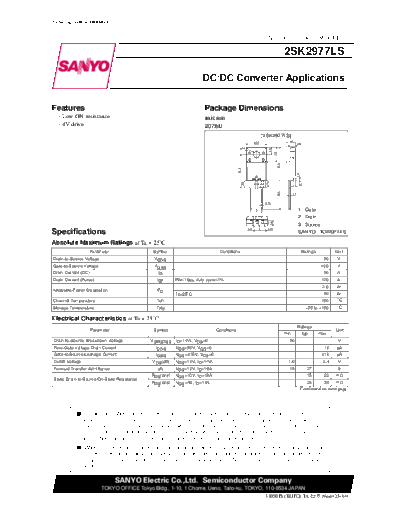 Sanyo 2sk2977ls  . Electronic Components Datasheets Active components Transistors Sanyo 2sk2977ls.pdf