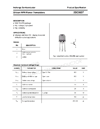 Inchange Semiconductor 2sc3637  . Electronic Components Datasheets Active components Transistors Inchange Semiconductor 2sc3637.pdf