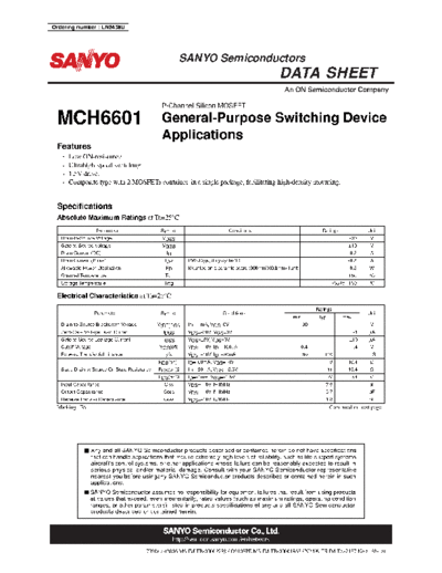 Sanyo mch6601  . Electronic Components Datasheets Active components Transistors Sanyo mch6601.pdf