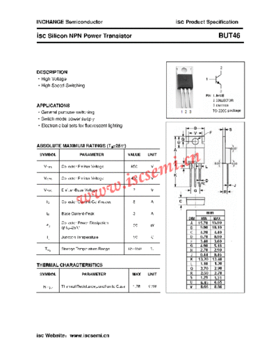 Inchange Semiconductor but46  . Electronic Components Datasheets Active components Transistors Inchange Semiconductor but46.pdf