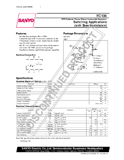 Sanyo fc136  . Electronic Components Datasheets Active components Transistors Sanyo fc136.pdf