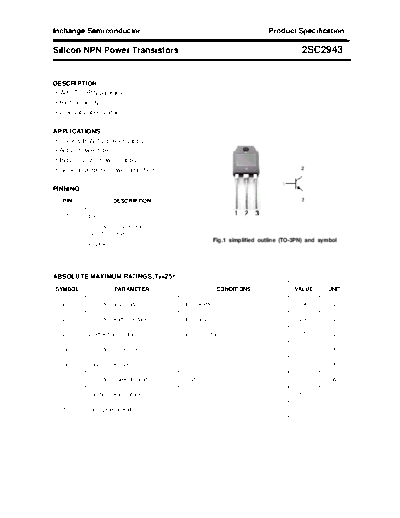 Inchange Semiconductor 2sc2943  . Electronic Components Datasheets Active components Transistors Inchange Semiconductor 2sc2943.pdf