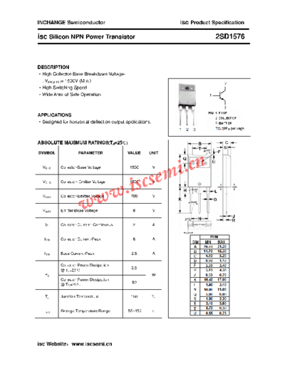 Inchange Semiconductor 2sd1576  . Electronic Components Datasheets Active components Transistors Inchange Semiconductor 2sd1576.pdf