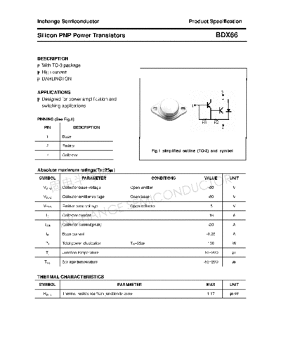 Inchange Semiconductor bdx66  . Electronic Components Datasheets Active components Transistors Inchange Semiconductor bdx66.pdf