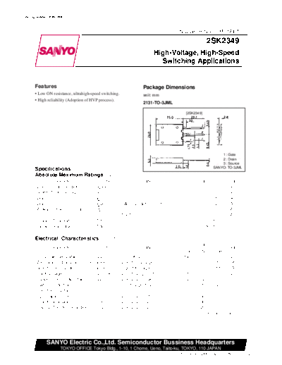 Sanyo 2sk2349  . Electronic Components Datasheets Active components Transistors Sanyo 2sk2349.pdf