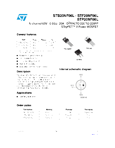 ST b20nf06l  f20nf06l  p20nf06l  . Electronic Components Datasheets Active components Transistors ST stb20nf06l_stf20nf06l_stp20nf06l.pdf