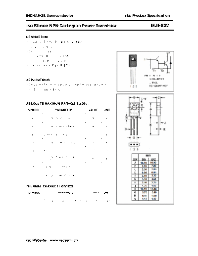 Inchange Semiconductor mje802  . Electronic Components Datasheets Active components Transistors Inchange Semiconductor mje802.pdf