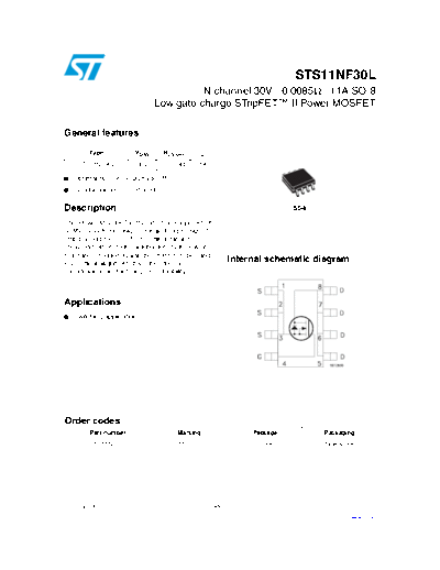 ST sts11nf30l  . Electronic Components Datasheets Active components Transistors ST sts11nf30l.pdf