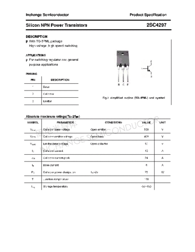 Inchange Semiconductor 2sc4297  . Electronic Components Datasheets Active components Transistors Inchange Semiconductor 2sc4297.pdf